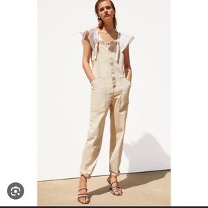 Zara XS Beige Jumpsuit